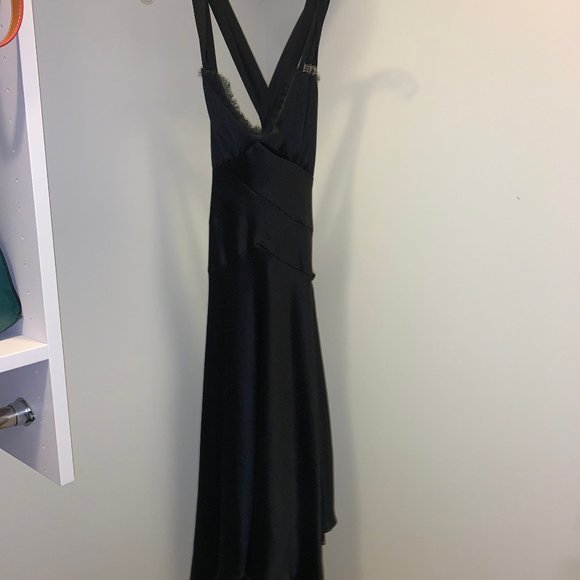 Silky looking Cross Back Black Dress size 2 - ABS by Allen Schwartz - Picture 3 of 6